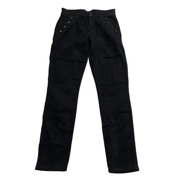Joe's Jeans The Georgia High Rise Button Skinny Jeans in Black - Picture 1 of 4